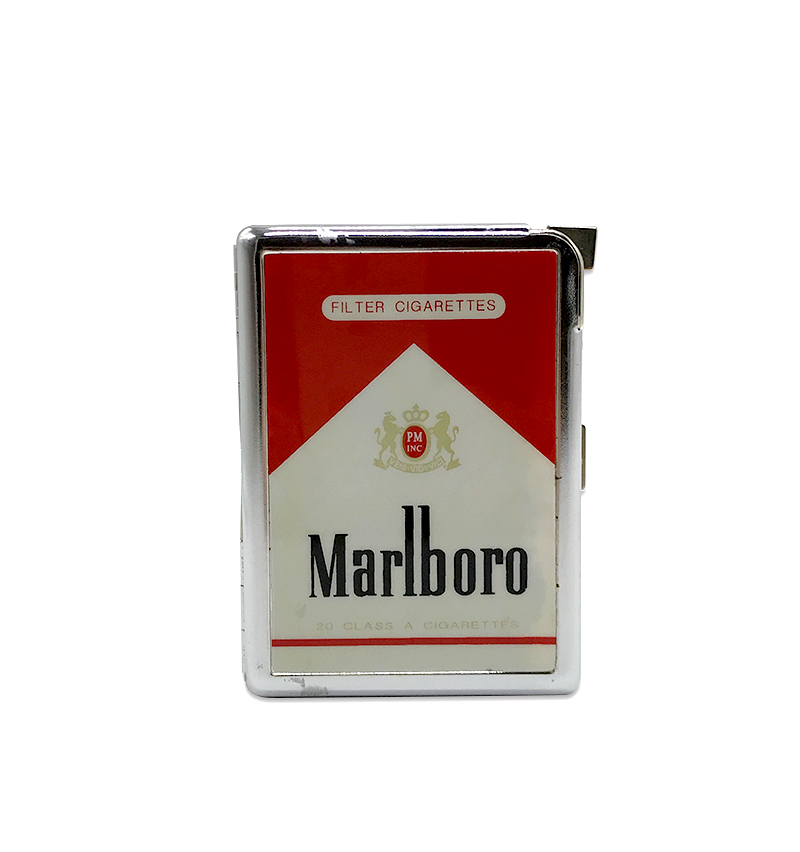Vintage Marlboro Cigarette Case and Gas Lighter Combination