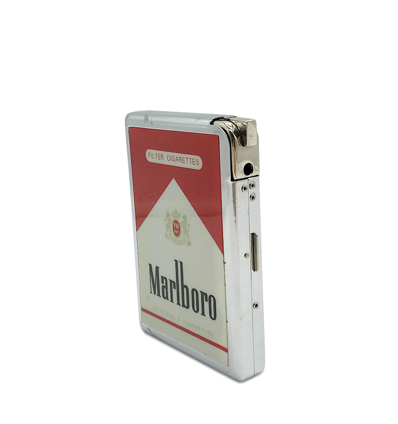 Vintage Marlboro Cigarette Case and Gas Lighter Combination