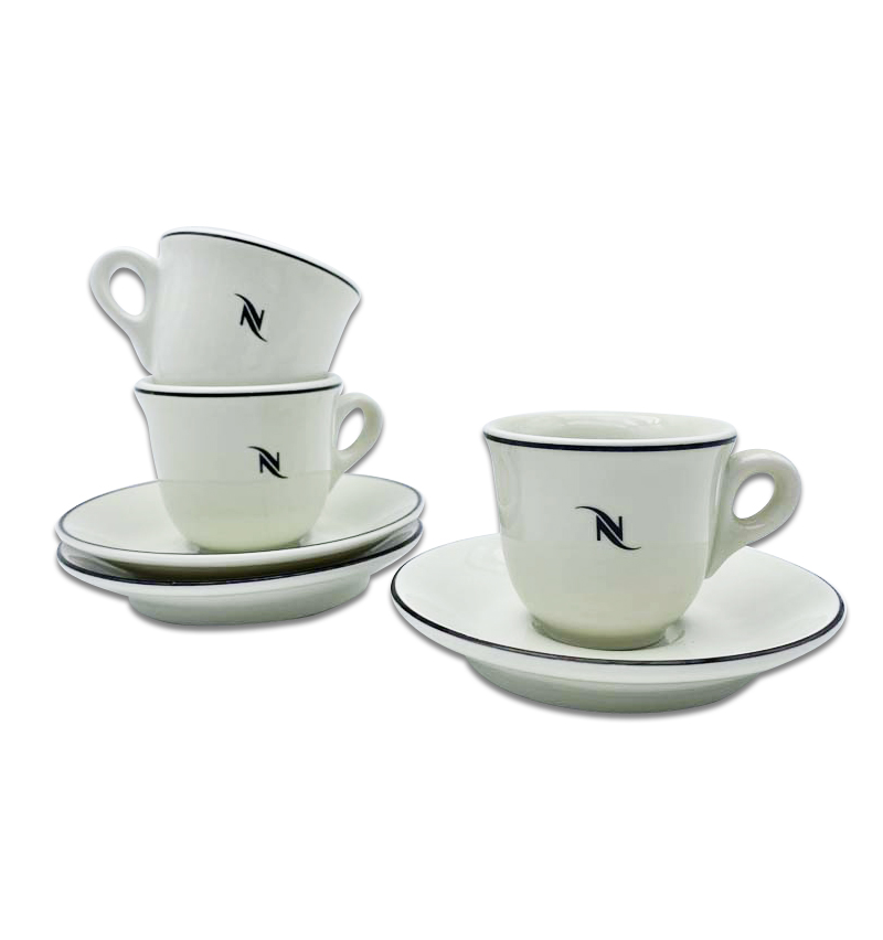 Set Of Three Nespresso Espresso Cups And Saucers