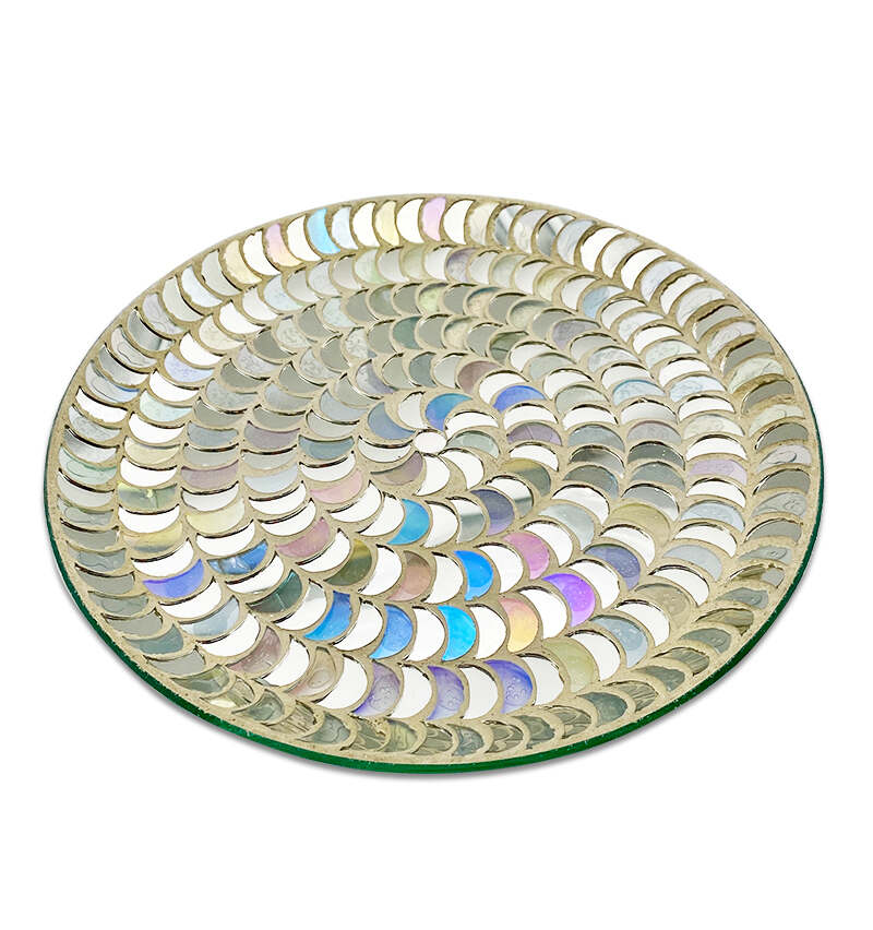 Decorative Round Mosaic Mirrored Plate