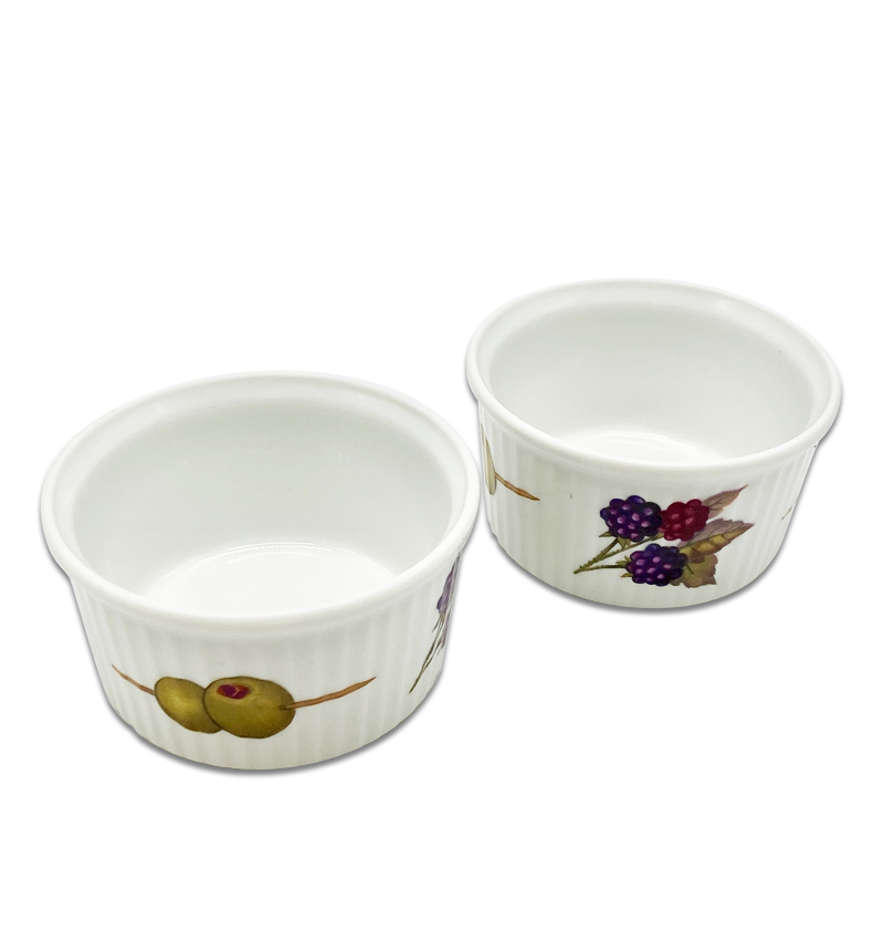 Vintage Pair Of Decorated Royal Worcester Ramekins