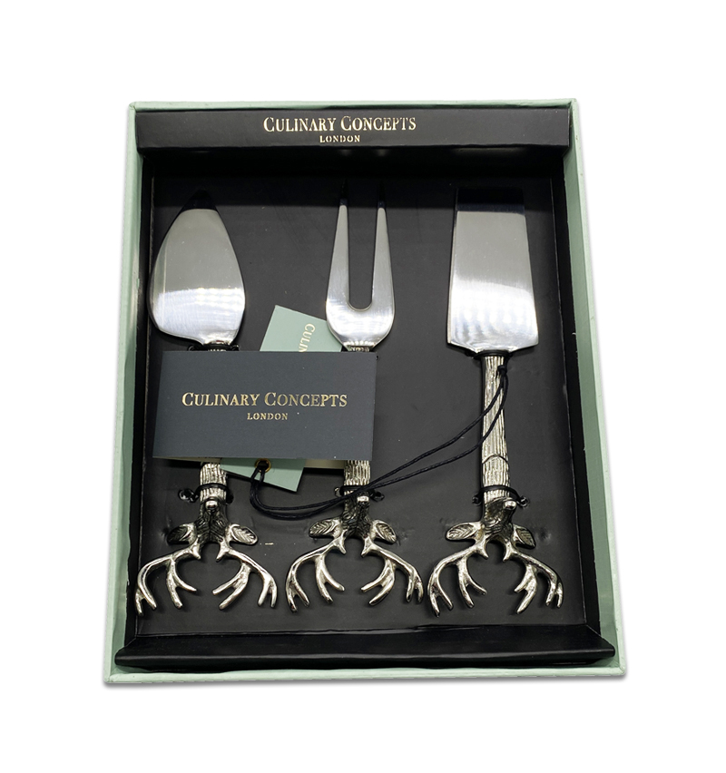 Set Of Three Stag Head Cheese Knives