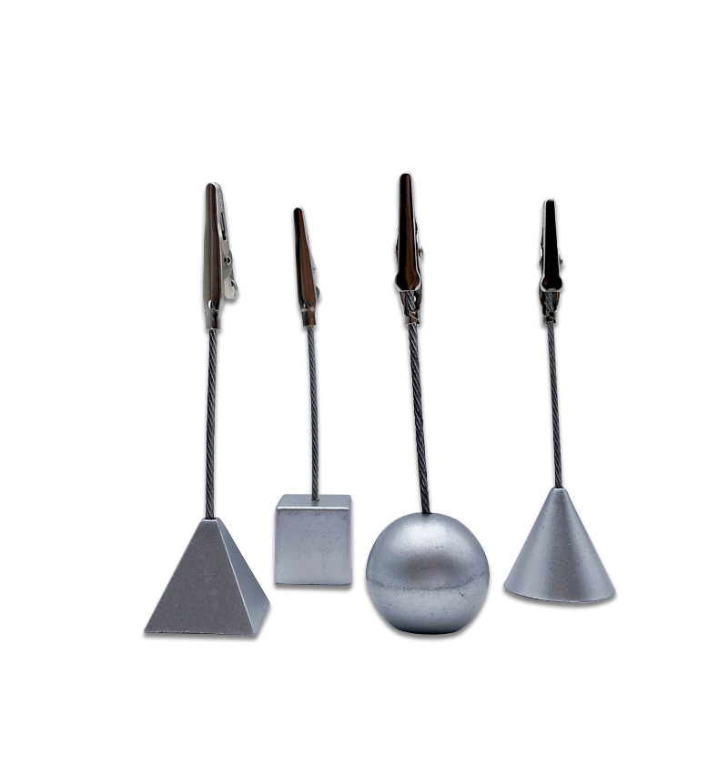 Set Of Four Aluminium / Chrome Place / Note Holders