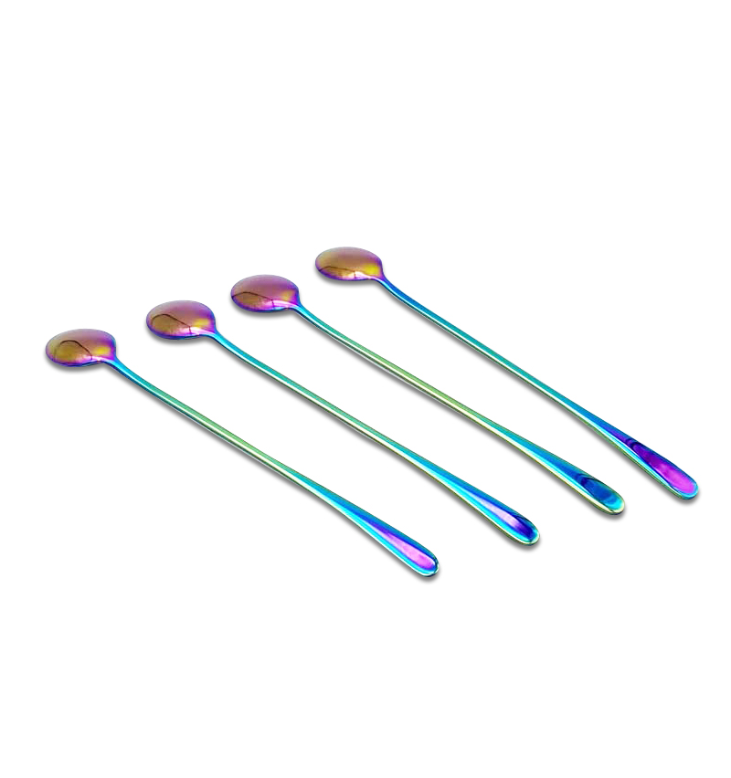 Set Of Four Iridescence, Long Handled Stainless Steel Long Handled