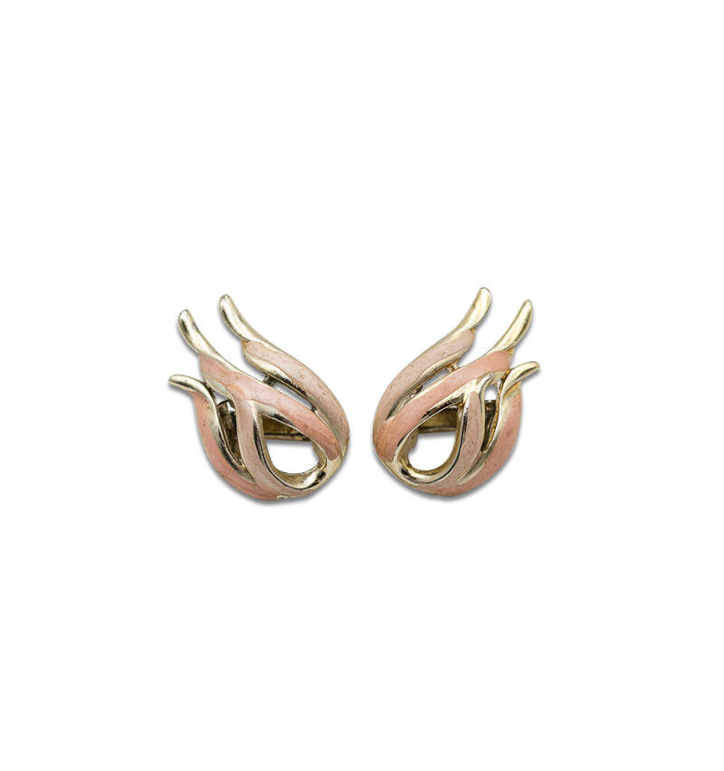 Vintage Coro Pink Flame Shape Clip On Earrings