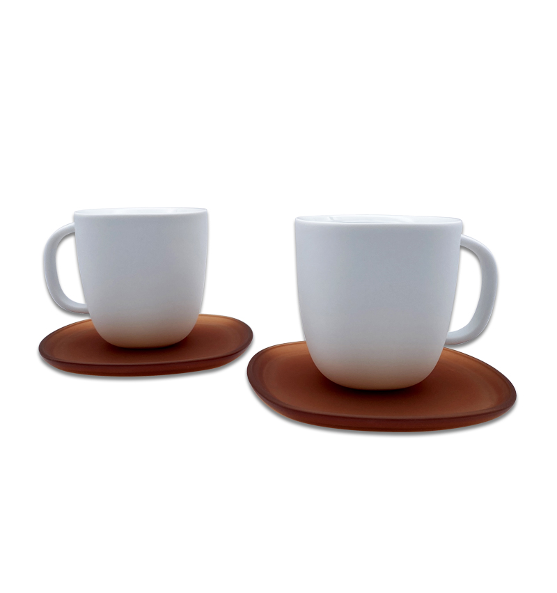 NESPRESSO Lume Collection Set of 2 Gran Lungo Coffee Cups & Saucers In Box